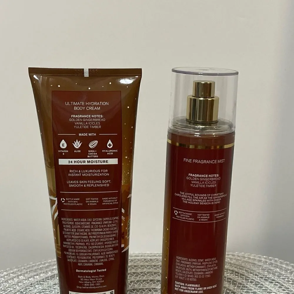 BBW Jolly Gingerbread Village Body Cream and Fragrance Mist set of 2 NWT